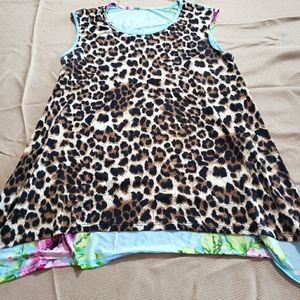 Womens leopard/floral tank blouse size large